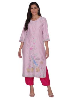 Kahani Lush - Straight Pink Kurta With Palazzo Set