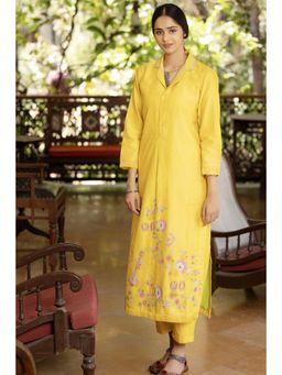 Kahani Lush - Straight Yellow Kurta With Palazzo Set