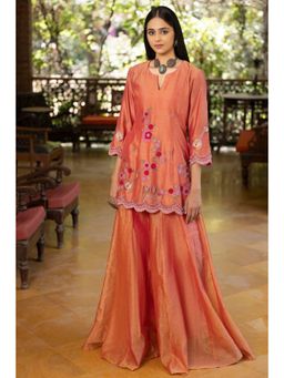 Kahani Lush - Dual Tone Sharara Set With Effect Of Orange And Pink