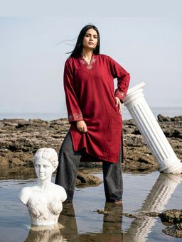 October - Cinnamon Bloom Hooded Hand painted Kurta