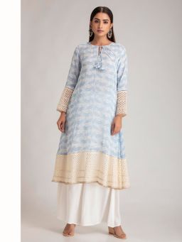 Kahani Lush - Short Contemporary Bend Collar Kurta