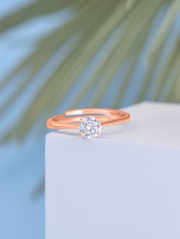 Ornate Jewels - 925 Silver Rose Gold 1 Carat American Diamond Adjustable Ring for Women & Girls