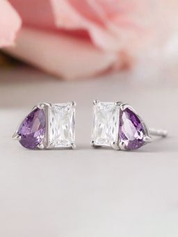 Ornate Jewels - Toi Et Moi 925 Silver Purple Amethyst Stud Earring for Women & Girls (Free Size)