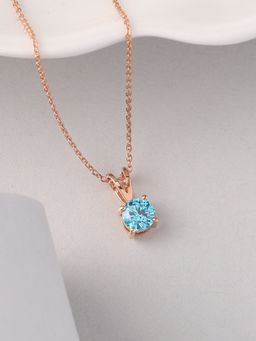 Ornate Jewels - 925 Silver Rose Gold 0.5 Carat Blue Topaz Pendant With Chain for Women & Girls