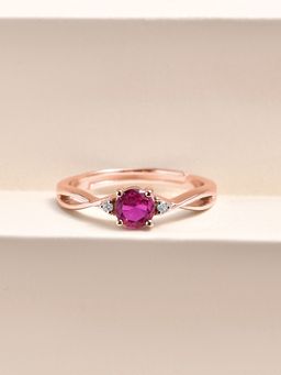 Ornate Jewels - 925 Silver Rose Gold Purple Ruby Criss Cross Adjustable Ring for Women & Girls