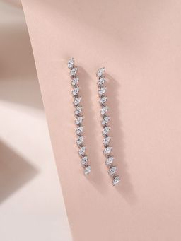 Ornate Jewels - 925 Silver Marquise American Diamond Sparkles Dangle Earrings for Women & Girls