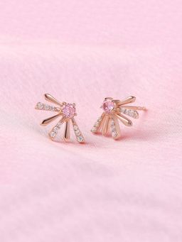Ornate Jewels - 925 Silver Rose Gold Pink American Diamond Daisy Earring for Women & Girls
