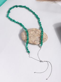 Ornate Jewels - 925 Silver Green Green Onyx Chips Beads Adjustable Bolo Necklace for Women & Girls