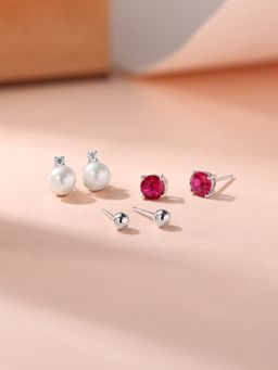 Ornate Jewels - 925 Silver Multi Stone Earrings Combo Jewellery Set for Women & Girls