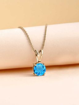 Ornate Jewels - 925 Silver Yellow Gold 0.50 Carat Amethyst Solitaire Necklace for Women & Girls
