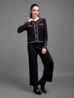 IKI CHIC - Black Knitted Rose-Gold Button Co-Ord Set