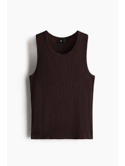 H&M - Men Brown Slim Fit Cotton Vest Top