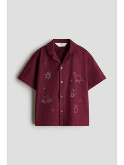 H&M - Boys Maroon Cotton Resort Shirt