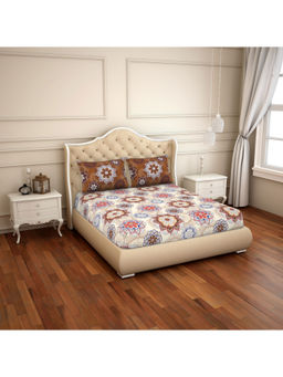 CORE Designed by SPACES - Beige Nature 144 Tc 1 Queen Bedsheet With 2 Pillow Cover