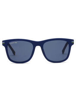 Lacoste - Blue Lens Modified Rectangle Sunglass Full Rim Matte Blue Frame (53)