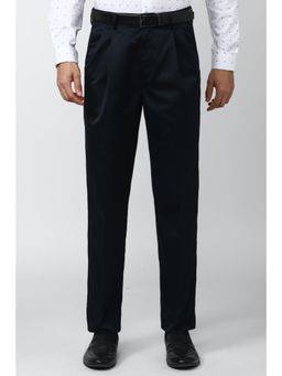 Peter England - Men Navy Solid Regular Fit Casual Trouser