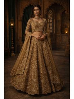 ORGANZZA - Gold Aurelian Heritage Lehenga with Blouse and Dupatta