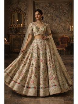 ORGANZZA - Ivory Petal Heritage Lehenga with Blouse and Dupatta