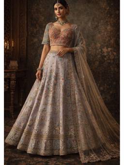 ORGANZZA - Mauve Imperial Folklore Lehenga with Blouse and Dupatta