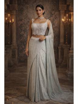 ORGANZZA - Ivory Glace Prism Lehenga with Blouse and Dupatta