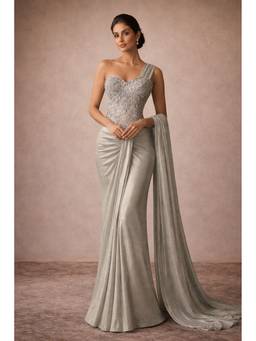 ORGANZZA - Silver Celestial Frost Drape with Corset and Skirt