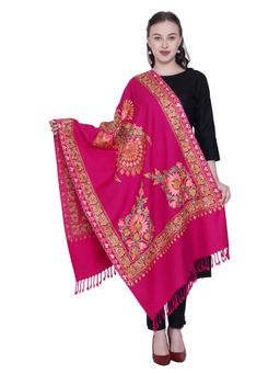 SWI STYLISH - Magenta Aari Embroidered Kashmiri Stole