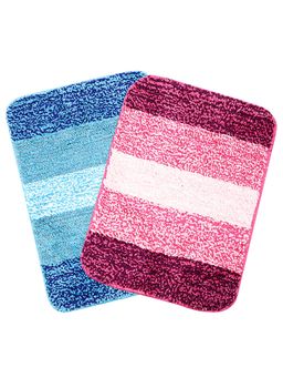 Saral Home - Turquoise & Pink Microfiber Anti Skid Bath Mat 35x50 cm (Pack of 2)