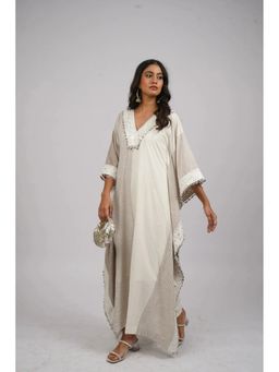 Naava - Grey Cotton Flared Kaftan Dress