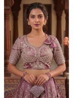 Sangam Prints - Light Pink Satan Silk Traditional Embroidery Work Stitched Blouse