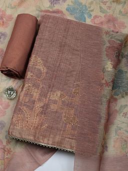 MEENA BAZAAR - Woven Pink Unstitched Kurta with Pant and Dupatta