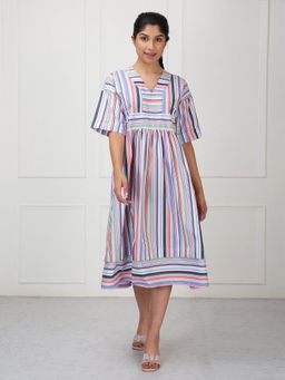 etre comfortwear - Multi-Colour Cotton Blend A-Line Dress