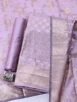 MEENA BAZAAR - Woven Mauve Unstitched Kurta with Pant and Dupatta