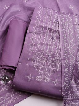 MEENA BAZAAR - Lavender Embroidered Cotton Unstitched Kurta with Pant and Dupatta