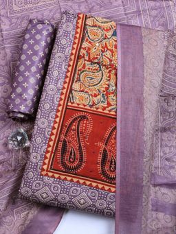 MEENA BAZAAR - Lavender Paisley Cotton Unstitched Kurta with Pant and Dupatta