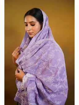 Shwet Heritage - Pastel Hues Purple Chikankari Cotton Dupatta
