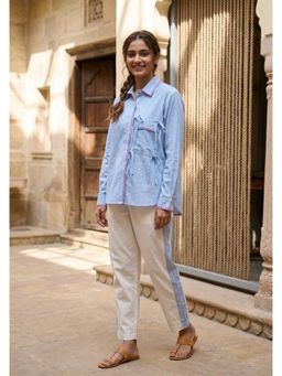 WE'AVE BY SHUBHKARI - Blue Poplin Stripes Co-Ord Set