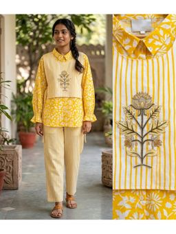 WE'AVE BY SHUBHKARI - Yellow Poplin Embroidered Co-Ord Set