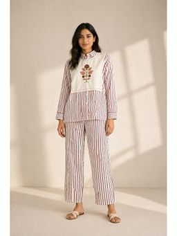 WE'AVE BY SHUBHKARI - Maroon Poplin Embroidered Co-Ord Set