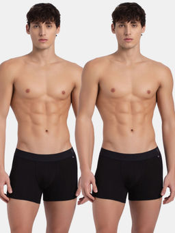Jockey - US60 Men Super Combed Cotton Elastane Solid Trunk - Black (Pack of 2)