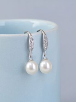 Ornate Jewels - 925 Silver Pearl Drop Earring for Women and Girls (Adjustable)