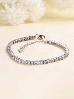 Ornate Jewels - 925 Silver American Diamond Tennis Bracelet For Women & Girls (Adjustable)