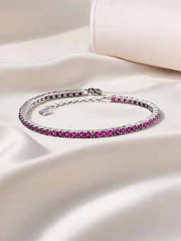 Ornate Jewels - 925 Silver Red Ruby Tennis Bracelet For Women & Girls (Adjustable)