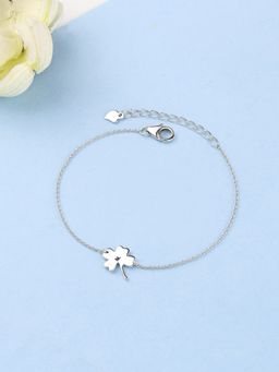 Ornate Jewels - 925 Sterling Silver Adjustable Leaf Clover Bracelet for Women Girls One Size