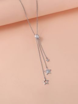 Ornate Jewels - 925 Silver American Diamond Lariat Star Necklace For Women & Girls (One Size)