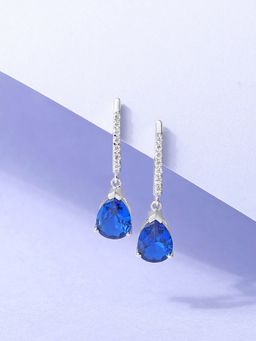 Ornate Jewels - 925 Silver Blue Sapphire Dangle Earring for Women and Girls (One Size)