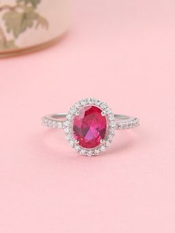 Ornate Jewels - 925 Silver 2.5 Carat Oval Red Ruby Classic Ring For Women & Girls