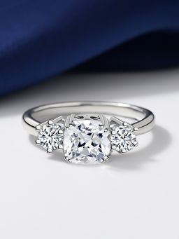 Ornate Jewels - 925 Silver 2 Carat Square American Diamond Meghan Markle Ring For Women & Girls