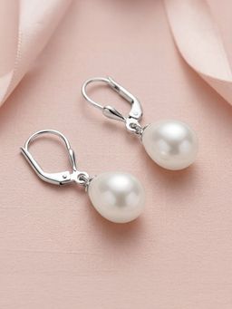 Ornate Jewels - 925 Silver 10 MM Pearl Drop Earring for Women and Girls (Free Size)