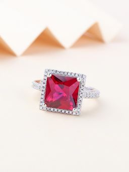 Ornate Jewels - 925 Silver 3.5 Carat Princess Cut Red Ruby Party Ring For Women & Girls