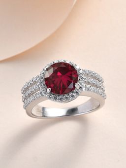 Ornate Jewels - 925 Silver 2 Carat Red Ruby Solitaire Ring For Women & Girls